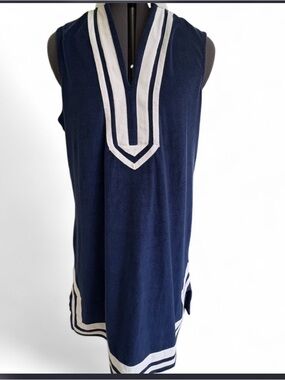 Cabana Life Navy Tunic with White Trim V-Neck